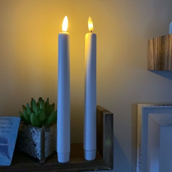 One 2-Pack Taper Candles Realistic Flicker available: White-4; Green-2; Mauve-2 - Picture 3 of 10